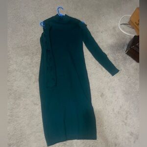 Elegant Teal Long Sleeve Dress